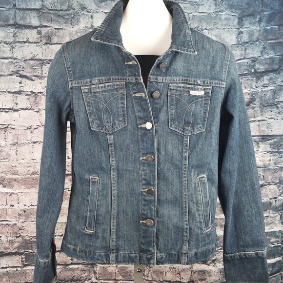 calvin klein jeans classic denim colorblock trucker jacket